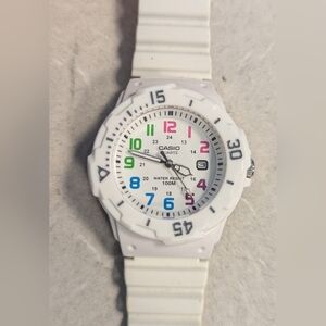 WORKING CASIO Women's Analog Watch LRW-200H-7B White Original BAND Colorful